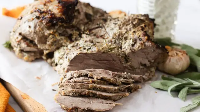 Video thumbnail for Perfect Boneless Roasted Leg Of Lamb Recipe