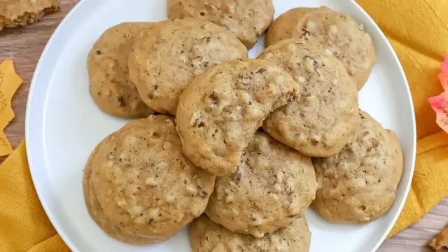 'Video thumbnail for Fall-Worthy Maple Pecan Sweet Potato Cookies Recipe'