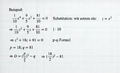 Video thumbnail for Polynomgleichung lösen, die eine biquadratische Gleichung ist