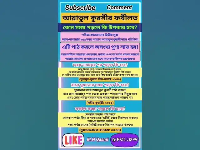 Video thumbnail for আয়াতুল কুরসীর ফযীলত। #দুআ #দোয়া #dua #duaandwazaif #hadis #hadith #আয়াতুল_কুরসি #ayatulkursi#ayat