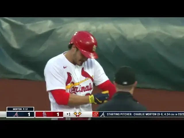 'Video thumbnail for Nolan Arenado KNOCKS a RBI Forceout, Scoring Alec Burleson! | St. Louis Cardinals | 4/3/2023'