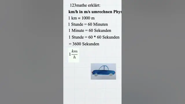 Video thumbnail for Km/h in m/s umrechnen Physik #shorts