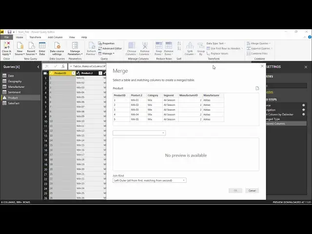 'Video thumbnail for Power BI - Merge queries'