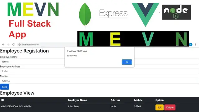 Video thumbnail for Nodejs Vuejs with Mongodb (MEVN) Crud App(MongoDB, Express,Vue.js, Node JS)