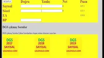 Video thumbnail for DGS Puan Hesaplama ( https://lolonolo.com/dgs1/dgs-puan-hesaplama/ )