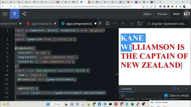Video thumbnail for Angular 14 Typed.js Library to Implement TypeWriter Effect With Animations Using ngx-typed-js in TS