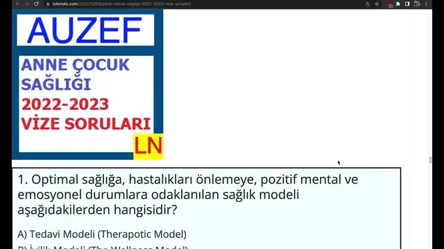 Video thumbnail for Anne Çocuk Sağlığı 2022 Vize Soruları