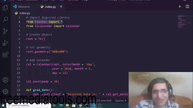 Video thumbnail for Python 3 Tkinter DatePicker Calendar Using tkcalendar Module GUI Script Desktop App Full Project