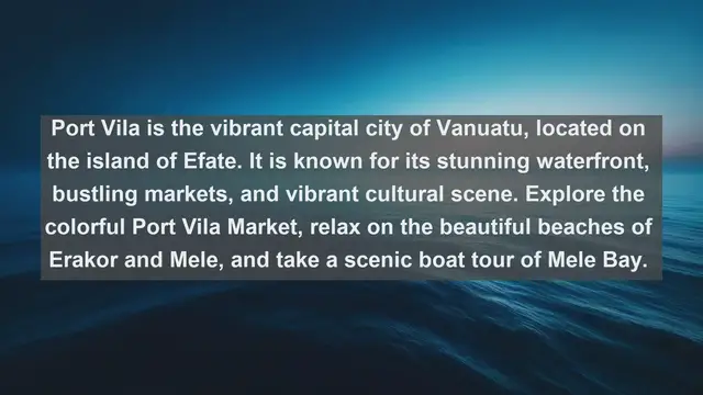 Video thumbnail for Discover Paradise: Top 10 Beautiful Cities in Vanuatu