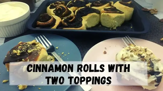 Video thumbnail for Cinnamon rolls with Salted Caramel Sauce or Cream Cheese Icing Recipe | Happy Tummy Recipes