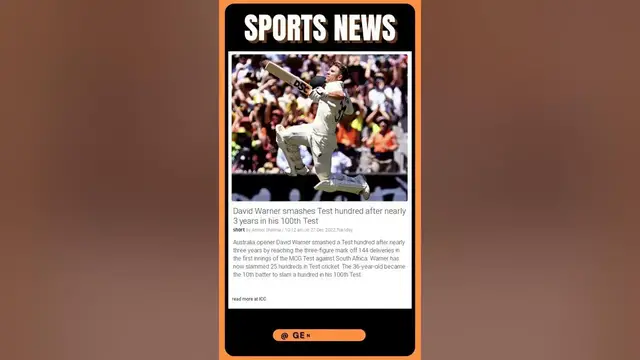 Video thumbnail for Sports News Live | David Warner Makes a Comeback with a Century in His 100th Test! | #shorts #sports