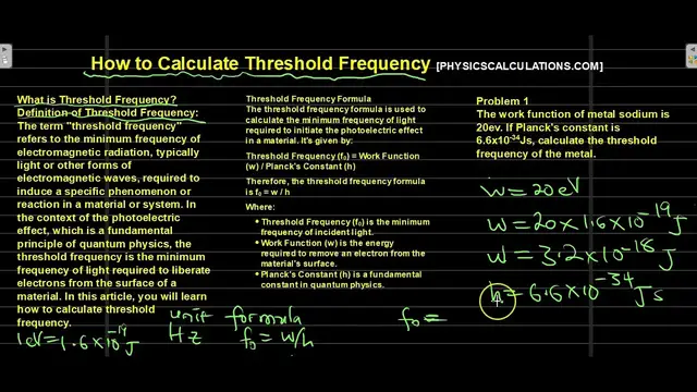 Video thumbnail for How to Calculate Threshold frequency