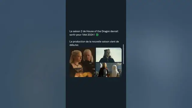 Video thumbnail for La saison 2 de House of the Dragon devrait sortir pour l'été 2024 ! 🐉