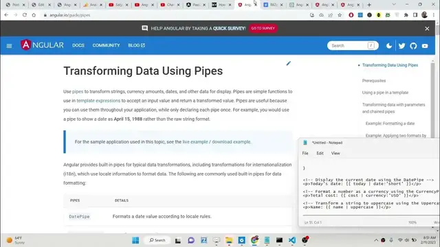 Video thumbnail for Angular 14 Built in Pipes Example to Format Text,Date & Currency & Create Custom Pipes in TypeScript