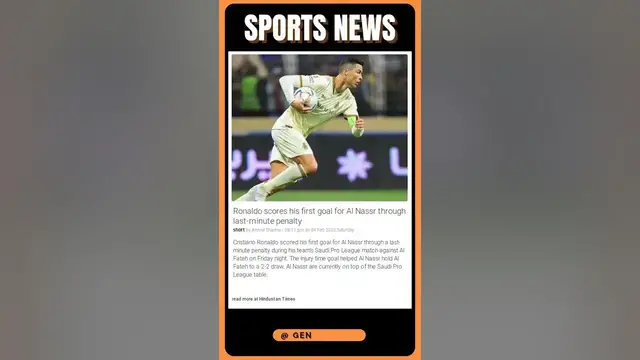 'Video thumbnail for Ronaldo scores his first goal for Al Nassr through last-minute penalty | #shorts #sports'