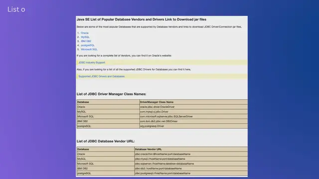 Video thumbnail for List of Java JDBC Database Driver Jars, Classes and URLs Details
