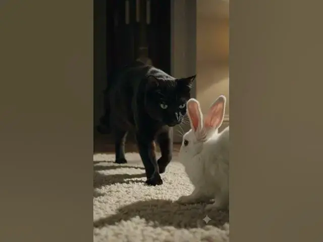Video thumbnail for black cat and Rabit