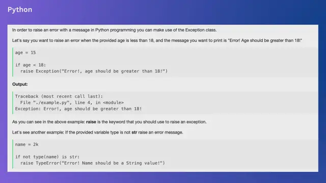 Video thumbnail for Python raise error with message example