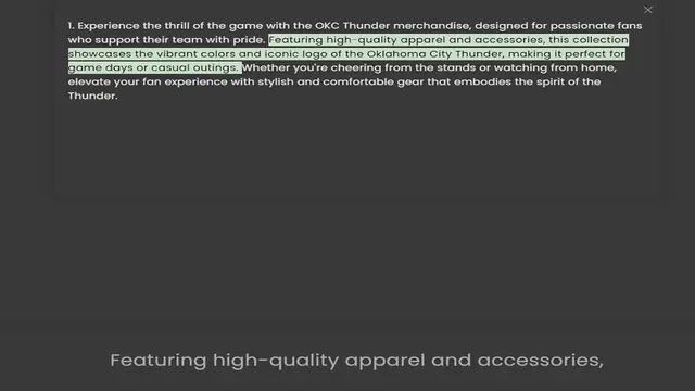 Video thumbnail for 1. Experience the thrill of the game with the OKC Thunder merchandise, designed for passionate fans who support their team with pride. Featuring high-quality apparel and accessories, this collection showcases the vibrant colors and iconic