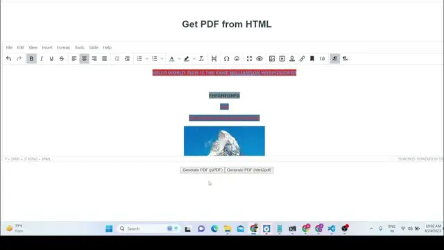 Video thumbnail for Build a Vue.js Froala Wysiwyg Rich PDF Editor in jsPDF & Html2Pdf.js & Html2Canvas in Browser