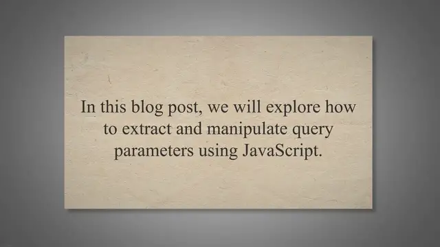 Video thumbnail for How To Query Parameters Javascript