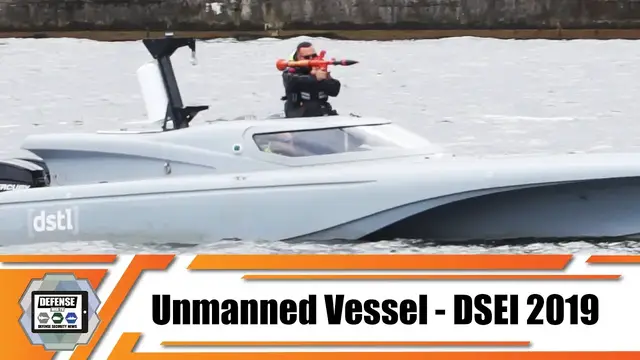 'Video thumbnail for DSEI 2019 USV Unmanned Surface vessel ship boat live waterborne demonstration Naval Zone London UK'