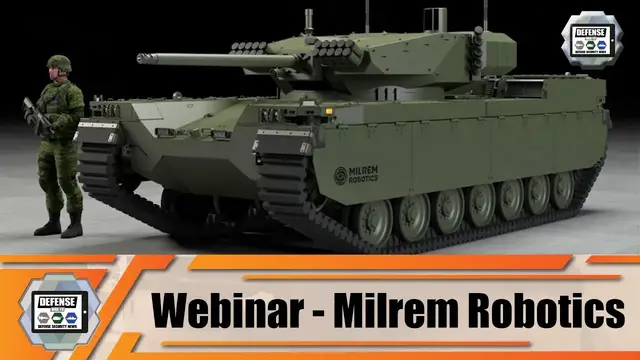 'Video thumbnail for Type-X unmanned tracked IFV Infantry Fighting Vehicle unveiled by MILREM Robotics Estonia Webinar'