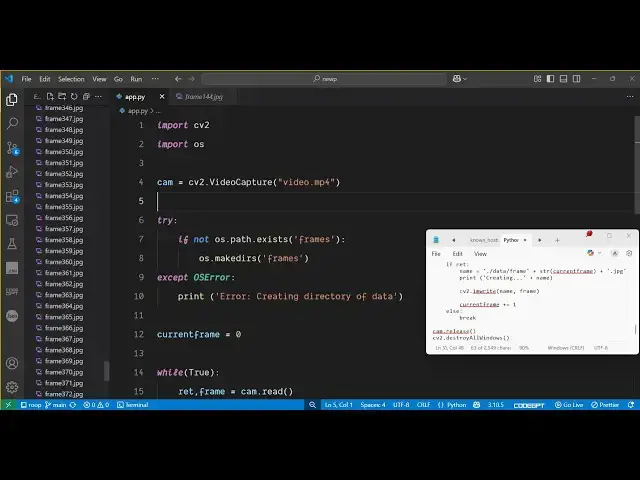 Video thumbnail for Python 3 OpenCV Script to Extract Frames From MP4 Video and Save it as PNG Image Files in Terminal