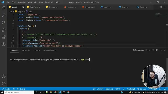 Video thumbnail for Adding more Logic to TextUtils _ Complete React Course in Hindi #8