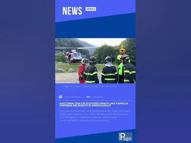 'Video thumbnail for Famiglia dispersa nei boschi di #Piedicavallo soccorsa dall'elicottero dei Vigili del Fuoco'