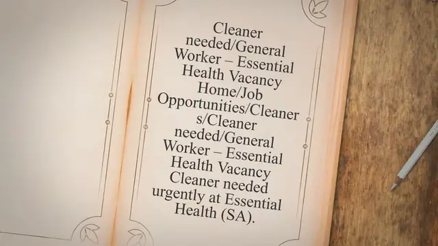 'Video thumbnail for Cleaner needed/General Worker – Essential Health Vacancy'