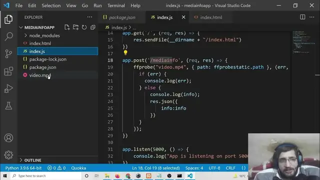 Video thumbnail for Node.js Express FFprobe & FFMPEG Project to Get Media Files Info as JSON Object (Video & Audio)