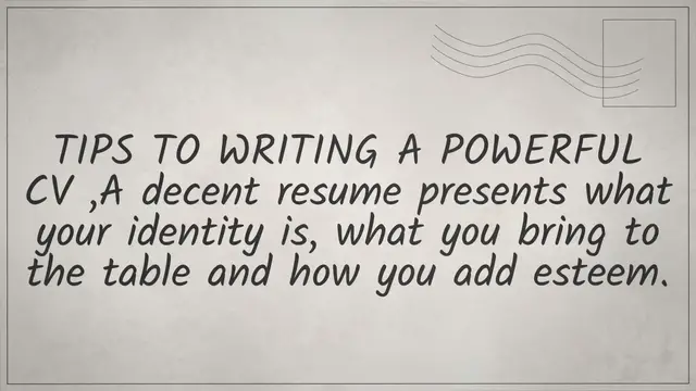 'Video thumbnail for TIPS TO WRITE A POWERFUL CURRICULUM VITAE / CV'