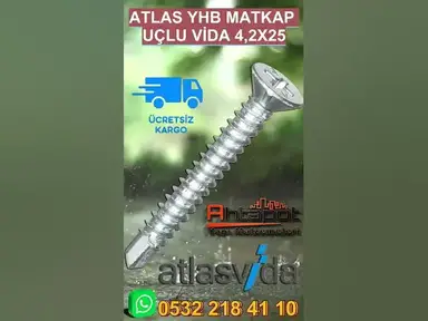 'Video thumbnail for Atlas Matkap Uçlu Vida 4,2×25 #vida #atlasvida #suntavidası #MatkapUçluVida'