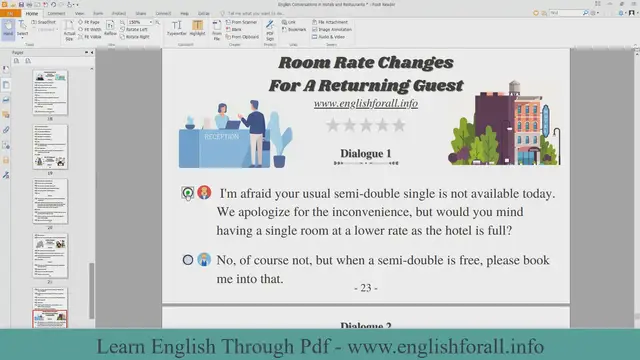 Video thumbnail for English Conversations in Hotels and Restaurants - Room Rate Changes For A Returning Guest