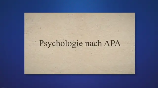 Video thumbnail for Psychologie nach APA und WHO