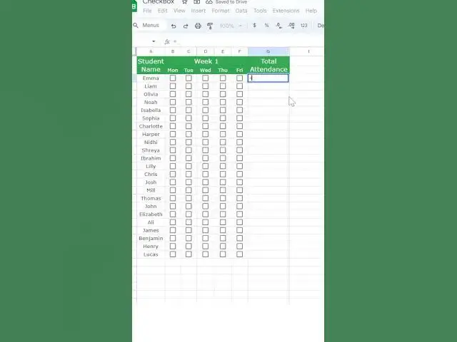 Video thumbnail for Excel Checkbox + COUNTIF function | Make attendance sheet with checkbox #short #excel #viral