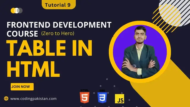 Video thumbnail for How to Create Table in HTML Frontend Development Course - Tutorial 09