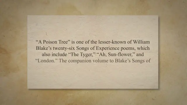 'Video thumbnail for A Poison Tree by William Blake – Summary and Analysis'