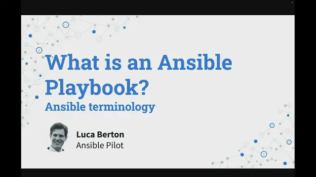Video thumbnail for Ansible terminology - What is an Ansible Playbook?