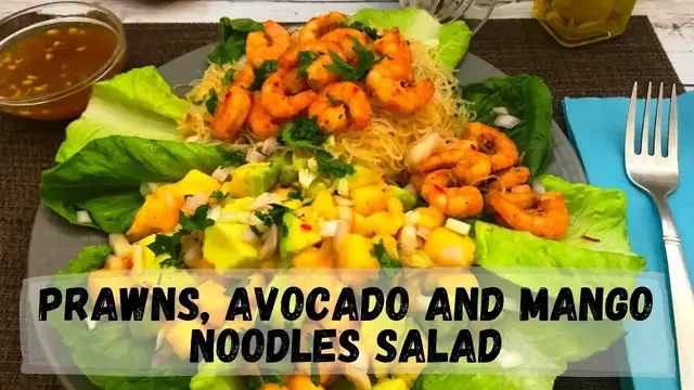 Video thumbnail for Prawns, Avocado and Mango Noodles Salad | Happy Tummy Recipes