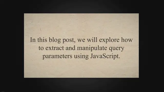 Video thumbnail for How To Query Parameters Javascript