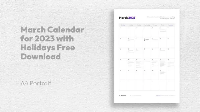 Video thumbnail for March Calendar for 2023 with Holidays Free Download
