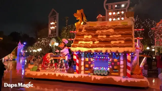 Video thumbnail for A Christmas Fantasy Parade on a Rainy Night Near "it's a small world" - Disneyland January 2, 2023