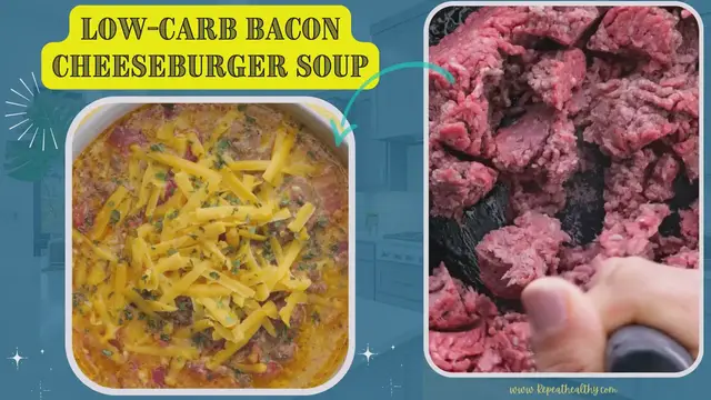 Video thumbnail for Slow Cooker Low-Carb Bacon Cheeseburger Soup