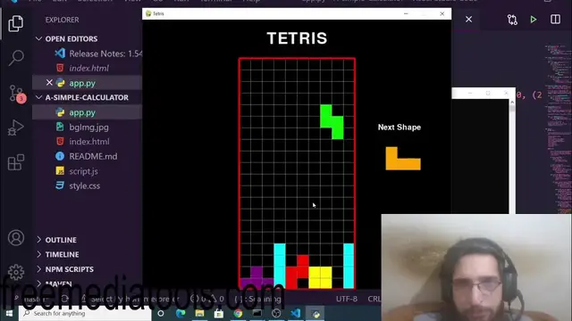 Video thumbnail for Python 3 PyGame Tetris Game GUI Script Desktop App Full Project For Beginners
