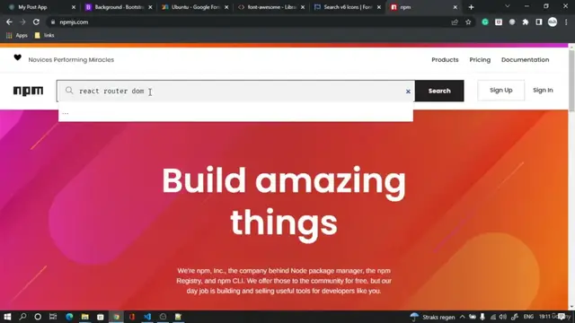 Video thumbnail for ReactJs: Installing npm package for react router dom