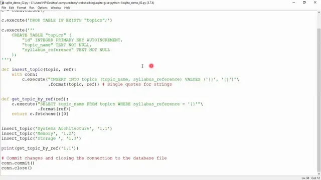 Video thumbnail for SQLite with Python for GCSE and A Level Computer Science