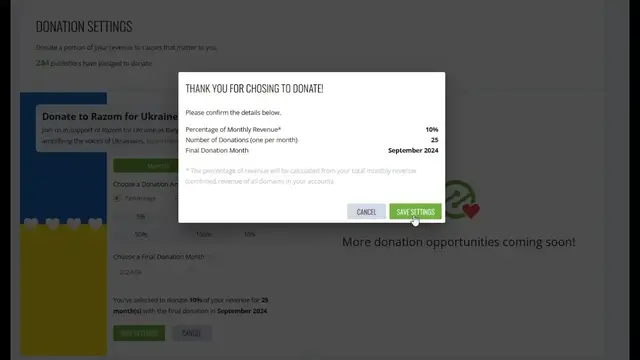 Video thumbnail for How To Make A Pledge Website By Donating Part Of Your Websites Earnings With Ezoic Donation