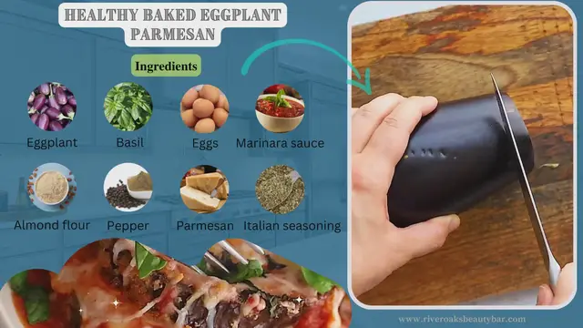 'Video thumbnail for Healthy Baked Eggplant Parmesan'